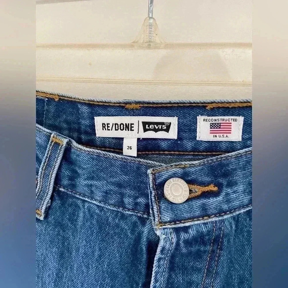 Redone X Levi’s high rise stove pipe jeans in indigo size 26 - Picture 4 of 6